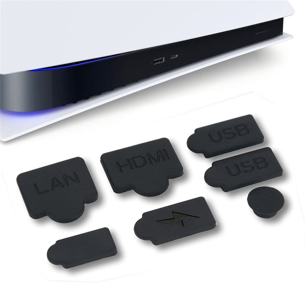 7Pcs Silicone Dust Plugs Set for Playstation 5 USB Hdmi-Compatible Interface Dustproof Cover for PS5 Anti-Dust Cap Game Console Protector  awtpm   
