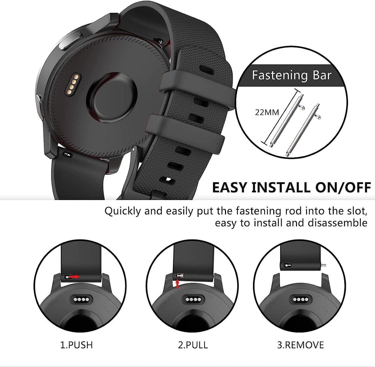 OVERSTEP Vivoactive 4 Watch Band, 22Mm Soft Silicone Bands for Garmin Darth Vader/First Avenger/Polar Vantage M/Samsung Galaxy Watch 3 45Mm/Galaxy Watch 46Mm/Gear S3 Frontier/Gear S3 Classic  OVERSTEP   