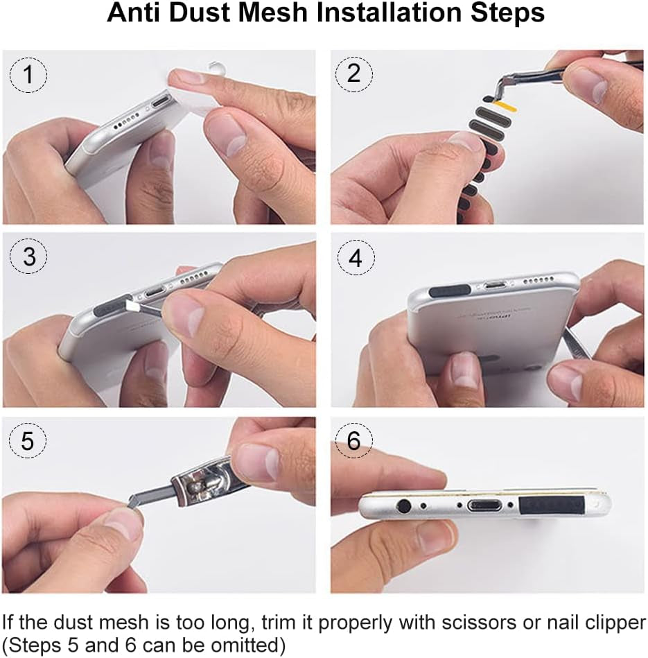Anti Dust Plug Kit Compatible with Iphone 11/12/13/X/Xs Max/Xr and More, Dustproof Maintenance Kit for Iphone, Come with Phone Port Cover Cap Phone Speaker Anti-Dust Mesh Sticker and Other  Mepsies   