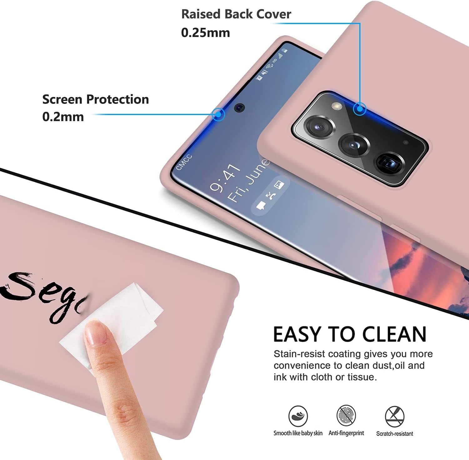 E Segoi Samsung Galaxy Note 20 Case, Liquid Silicone Gel Rubber Shockproof Case Soft Microfiber Cloth Lining Cushion Compatible with Samsung Note 20 6.7Inch (Pink Sand)  E Segoi   