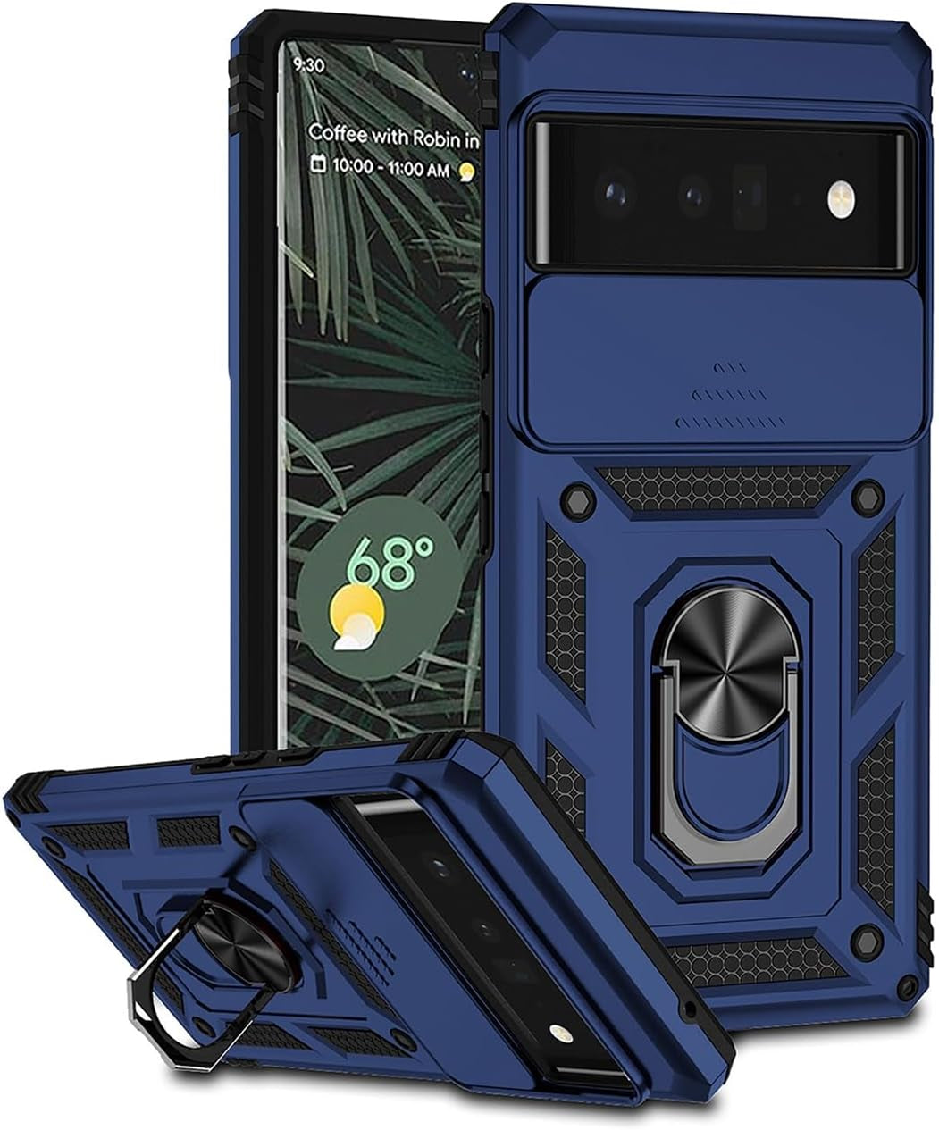 Yodueiv for Pixel 6 Pro Case, Google 6 Pro G8VOU with Slide Camera Cover, Magnetic Ring Car Mount Holder Kickstand Protective Cases Cover for Google Pixel 6 Pro 5G Green  Yodueiv Blue  