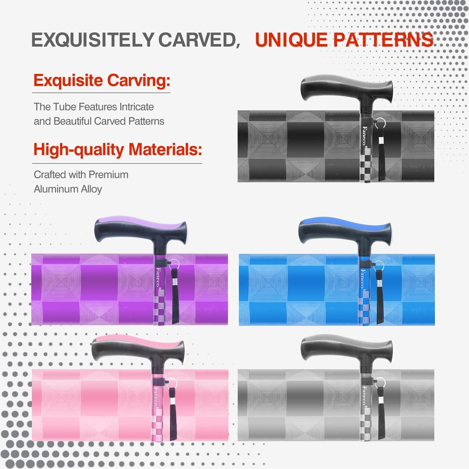 FANECO Walking Cane for Elderly, Folding Walking Stick for Seniors, Pivoting Quad Base, Lightweight Adjustable Walking Stick for Men/Women  NINGBOSHI GUOSHENG XINXI KEJI YOUXIANGONGSI   