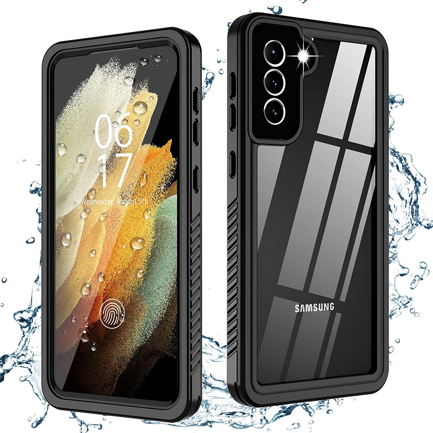 Oterkin for Samsung Galaxy S21 Waterproof Case with Built-In Screen Protector Dustproof Shockproof 360 Full Body Underwater Case for Samsung S21 5G 6.2Inch (2021) Black  Oterkin   