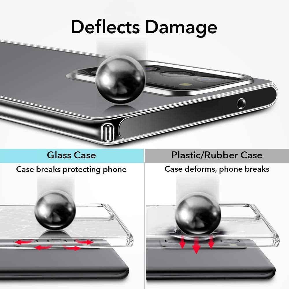 ESR Glass Case Compatible with Samsung Galaxy Note 20 Ultra 6.9”, Scratch-Resistant Tempered-Glass Back, Flexible Frame, Echo Series, Clear  Electronic Silk Road Corp   