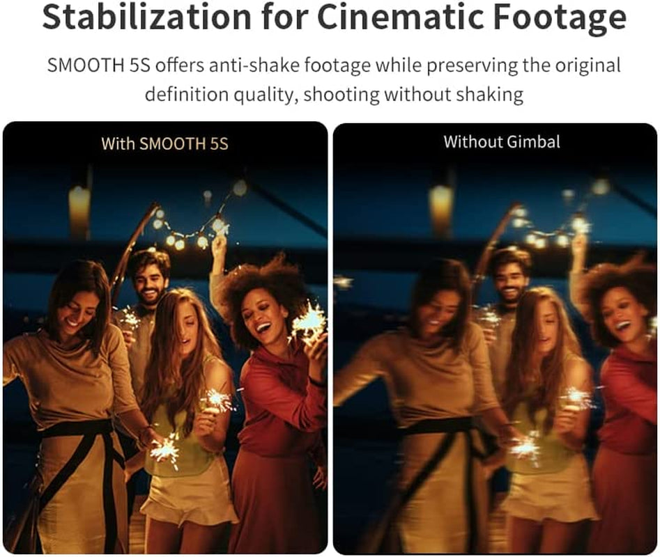 Zhiyun Smooth 5S Combo Professional Gimbal Stabilizer for Smartphone, Handheld 3-Axis Phone Gimbal, Portable Stabilizer Compatible with Iphone and Android - Gray  ZHIYUN   