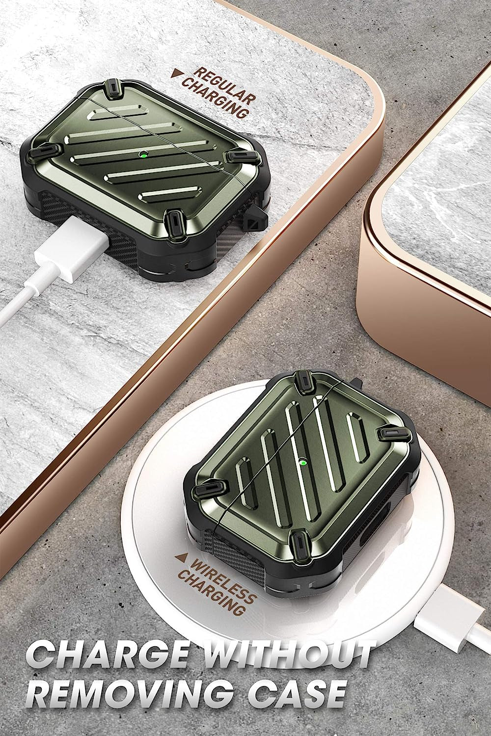 Supcase Unicorn Beetle Pro Series Case Designed for Airpods Pro, Full-Body Rugged Protective Case with Carabiner for Apple Airpods Pro (Darkgreen)  SUPCASE   