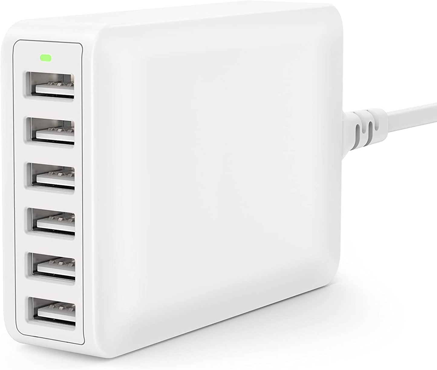 USB Charger 60W USB Charging Hub 12A 6-Port Desktop USB Charging Station with Multiple Port Compatible with Iphone 14 Pro Max 13 Pro Max Mini 12 Pro Max, Ipad Pro Air Galaxy S23 Edge Note Tablet Black  Rolvse 60W-USB-A-White  