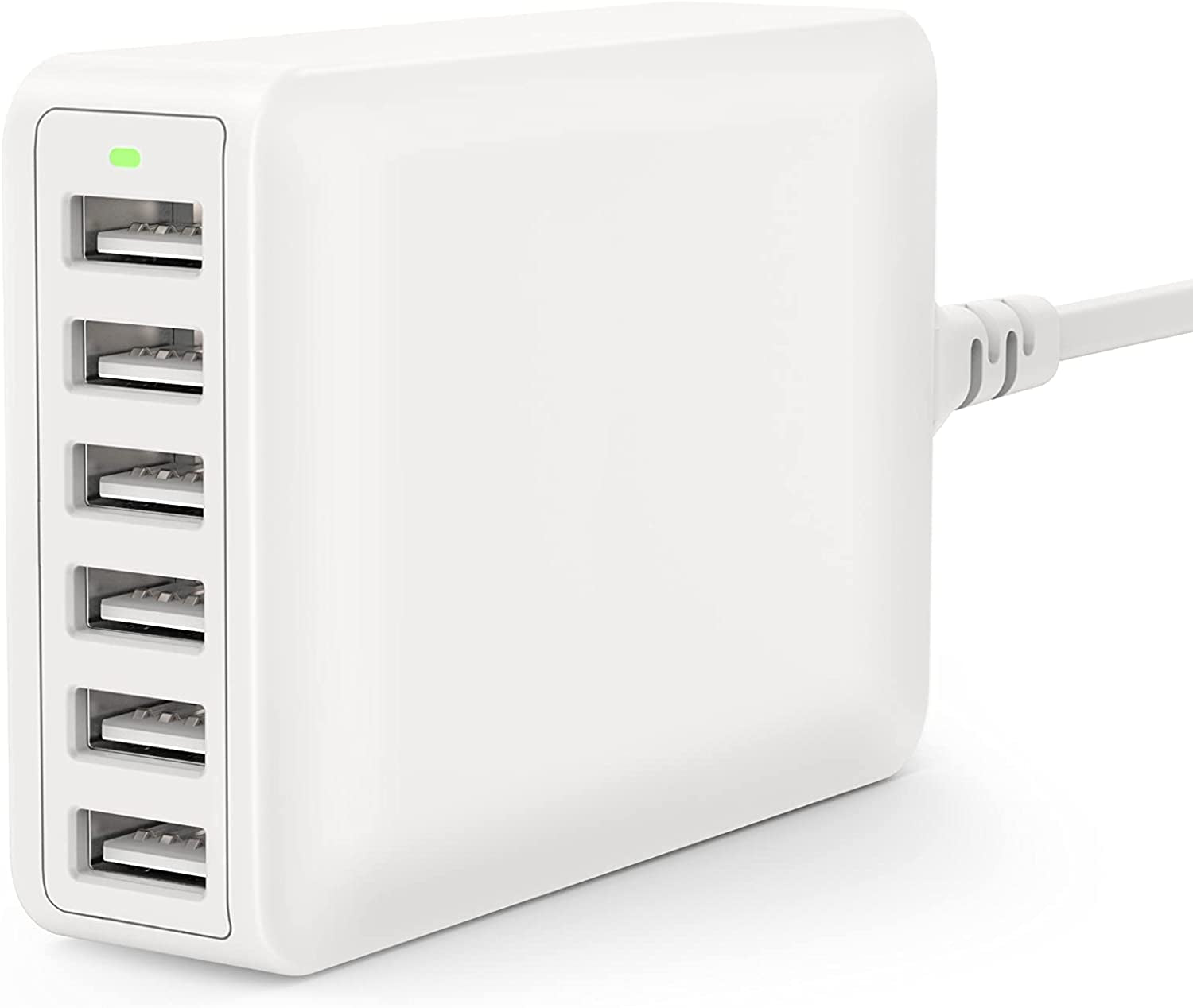 USB Charger 60W USB Charging Hub 12A 6-Port Desktop USB Charging Station with Multiple Port Compatible with Iphone 14 Pro Max 13 Pro Max Mini 12 Pro Max, Ipad Pro Air Galaxy S23 Edge Note Tablet Black  Rolvse 60W-USB-A-White  