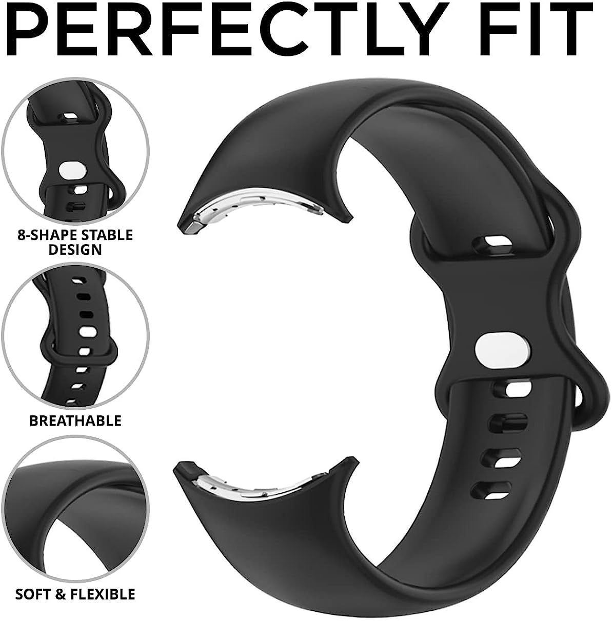 JADINET Compatible for Google Pixel Watch Band Silicone, Strap Band for Google Pixel Watch 2022 Men Women, Silicon Watch Band Straps Replacement Quick Release Band for Google Pixel Watch  JADINET   