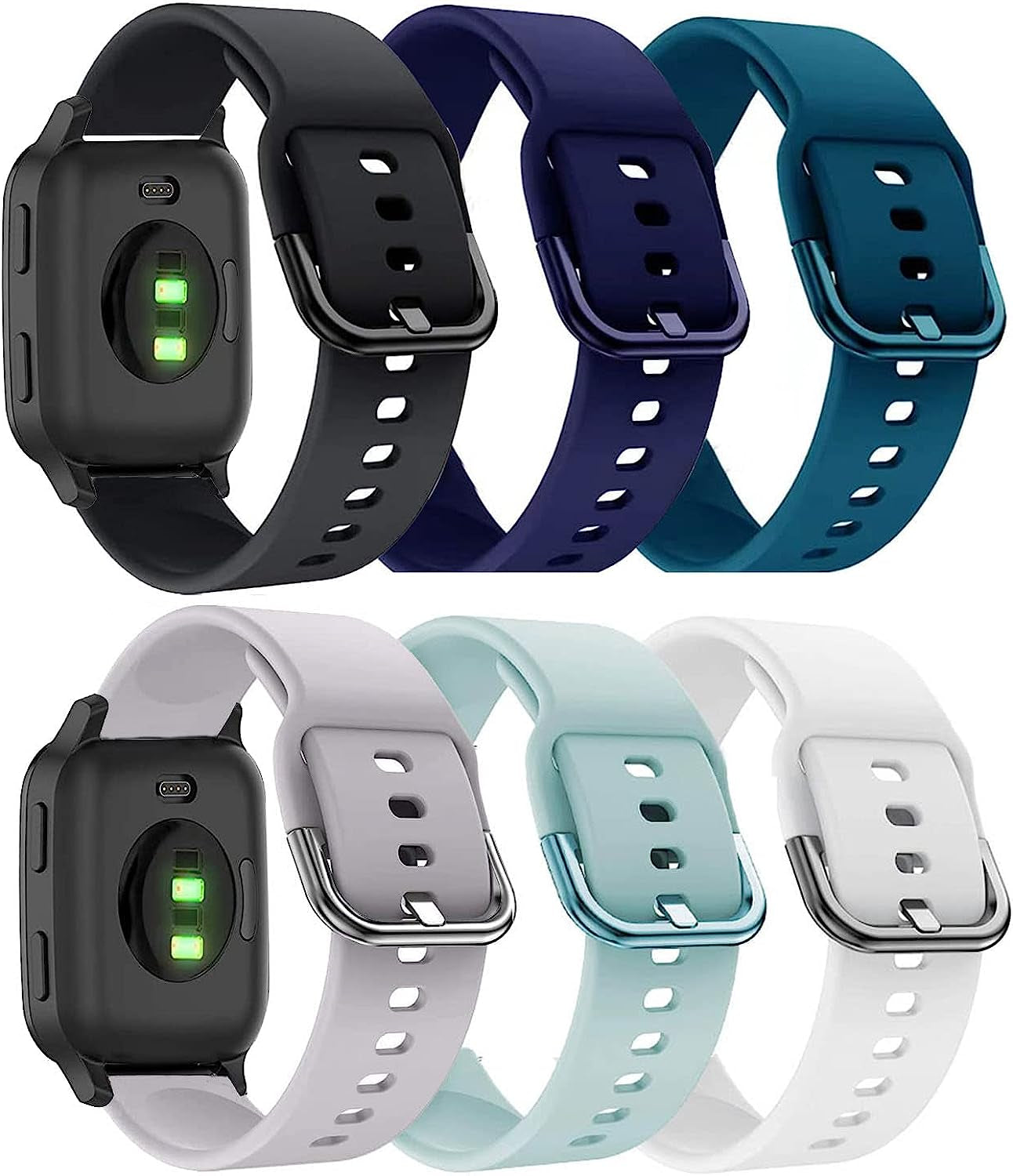 Vicrior Bands Compatible with Garmin Venu/Venu Sq Smart Watch, 6PCS Soft Silicone Fadeless Pattern Printed Floral Replacement Band for Garmin Vivoactive 3 / Vivomove/Luxe/Hr  ViCRiOR 2 # 6 Pack  