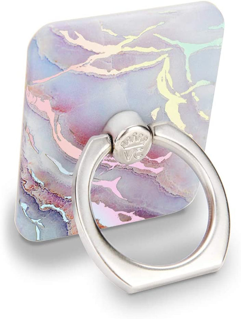 Velvet Caviar Cell Phone Ring Holder - Finger Ring & Stand - Improves Phone Grip Compatible with Iphone, Galaxy and Most Cases (Except Silicone/Leather) - Moonstone Holographic Pink Blue Marble  Velvet Caviar   