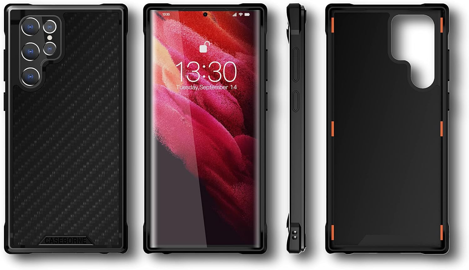 Caseborne R Series Compatible with Samsung Galaxy S22 Ultra 5G Case - Shockproof Protective, Military 12Ft Drop Tested, Durable Aluminum Frame - Aramid Fiber - Black  CaseBorne   