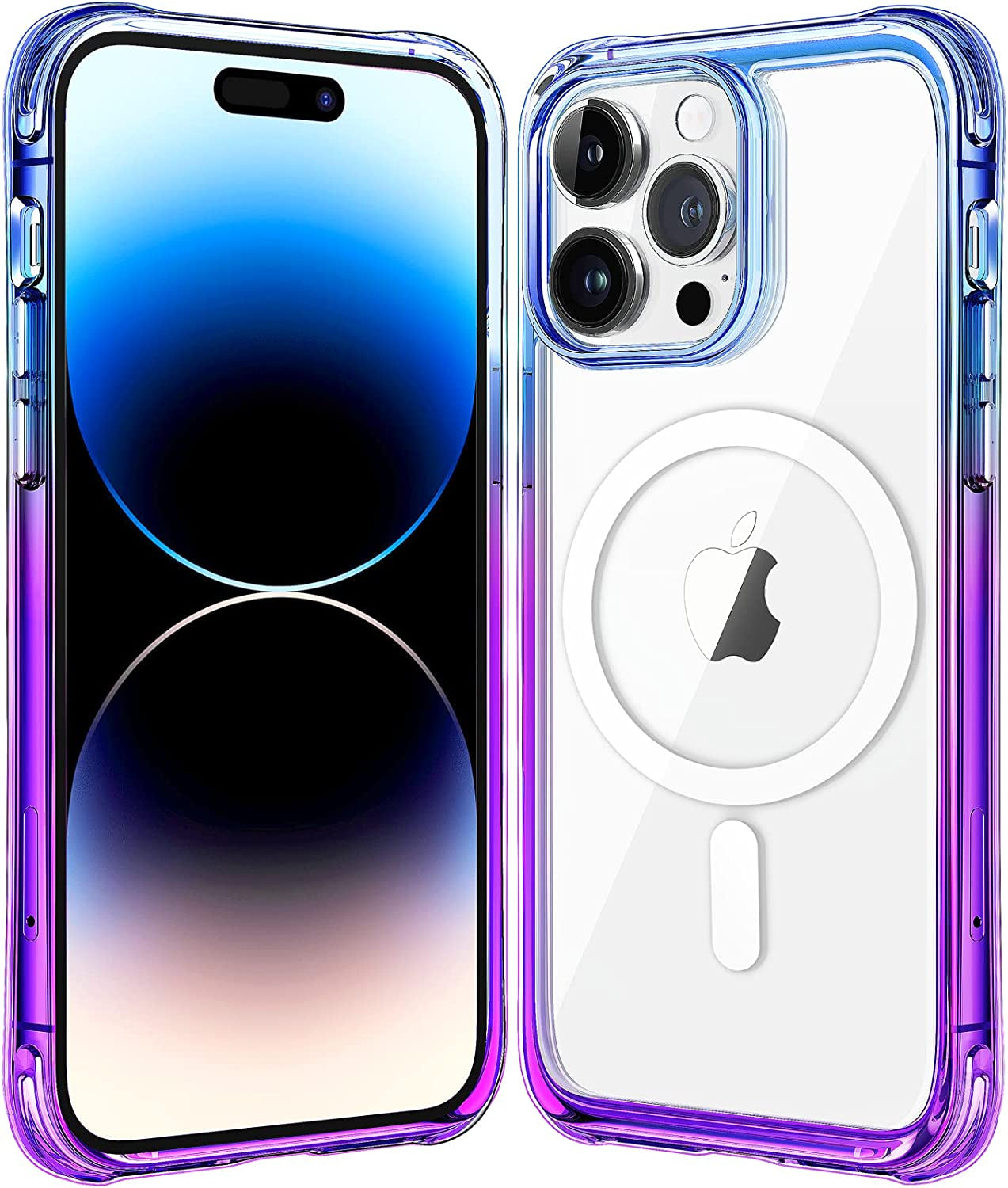 Mkeke for Iphone 14 Pro Max Case Clear Magnetic Version Work with Magsafe Non Yellowing Shockproof Case with Military Grade Protection for Apple Iphone 14 Pro Max 2022  Shenzhen Make Technology Company Limited Magnetic Gradient Purple Blue  