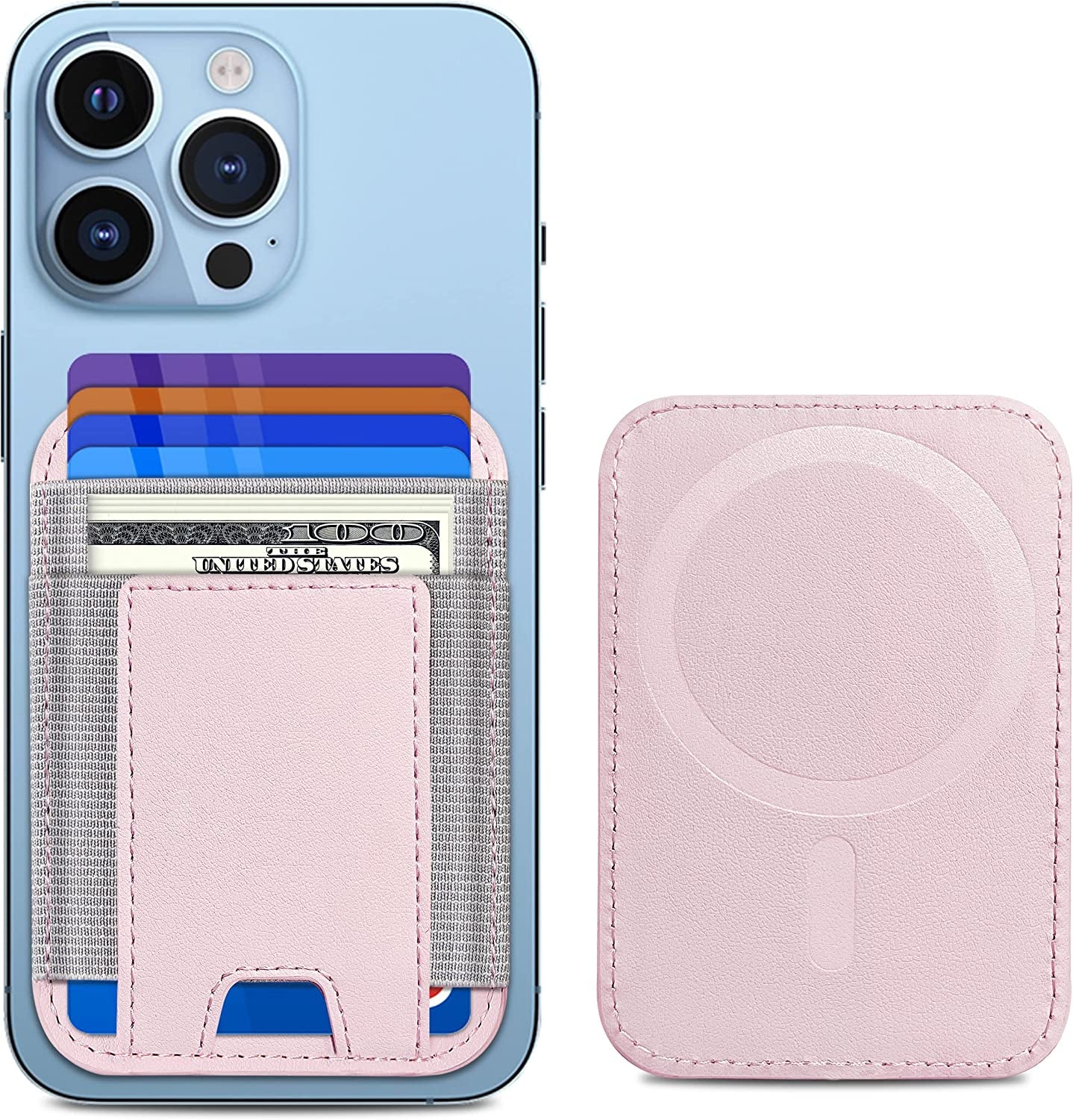 Upgraded Magnetic Wallet, Magsafe Wallet for Apple Iphone 14/13/12 Series, Leather Wallet for Magsafe, Magnetic Phone Wallet for Iphone 14 Pro Max/14 Pro/14/14 Plus/13/12 Series, Hold 7 Cards, Black  ExtreLife Pink  