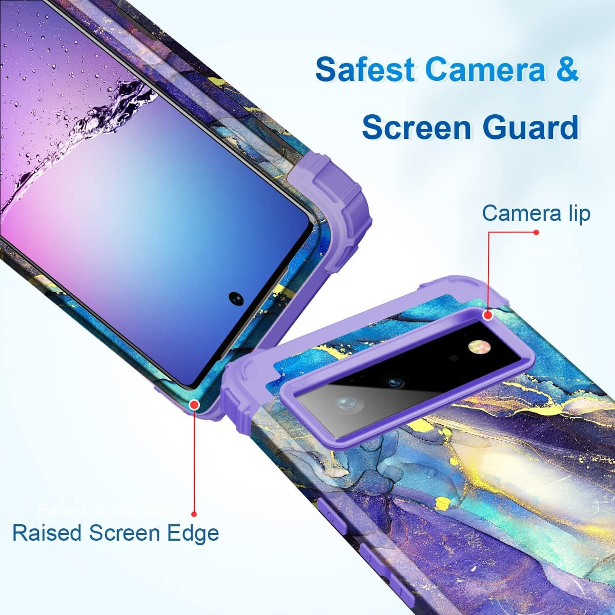 Rancase Compatible with Google Pixel 6 Case,Three Layer Heavy Duty Shockproof Protection Hard Plastic Bumper +Soft Silicone Rubber Protective Case for Google Pixel 6,Purple  Rancase   