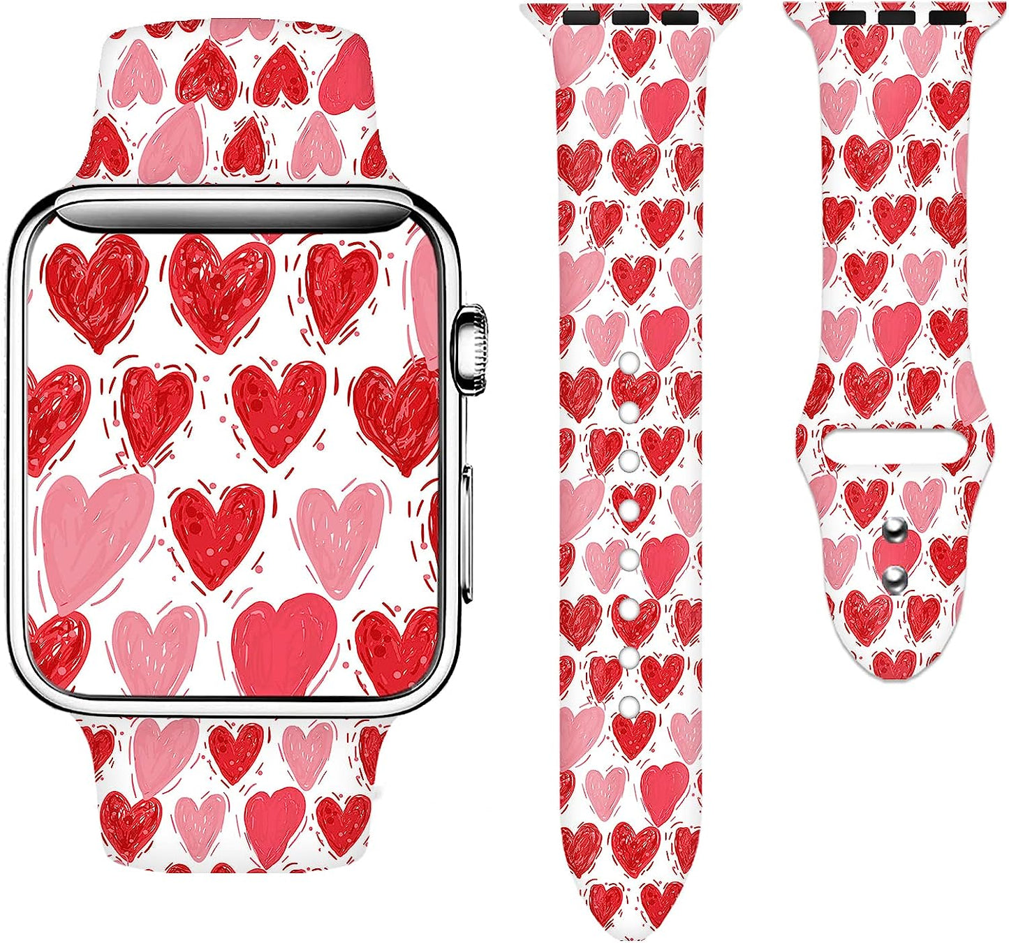 Camo Watch Bands Compatible with Apple Watch 38Mm 40Mm 41Mm 42Mm 44Mm 45Mm for Women Men, Adjustable Soft Silicone Sport Wristbands Replacement Strap for Iwatch Series 7 6 5 4 3 2 1  GEJPJGE Valentine's day pink heart 0 42mm/44mm/45mm/49mm (M/L) 