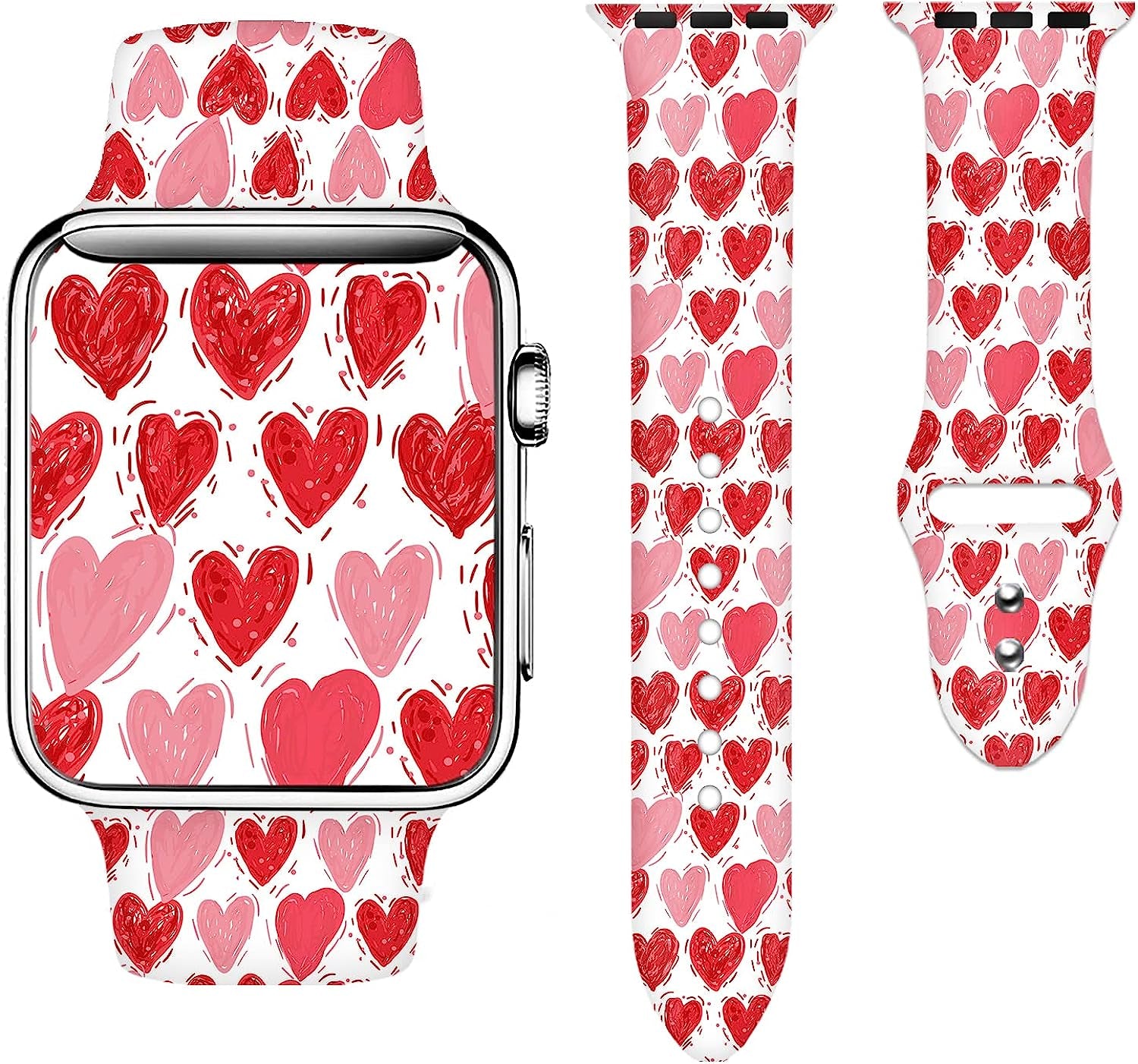 Camo Watch Bands Compatible with Apple Watch 38Mm 40Mm 41Mm 42Mm 44Mm 45Mm for Women Men, Adjustable Soft Silicone Sport Wristbands Replacement Strap for Iwatch Series 7 6 5 4 3 2 1  GEJPJGE Valentine's day pink heart 0 42mm/44mm/45mm/49mm (M/L) 