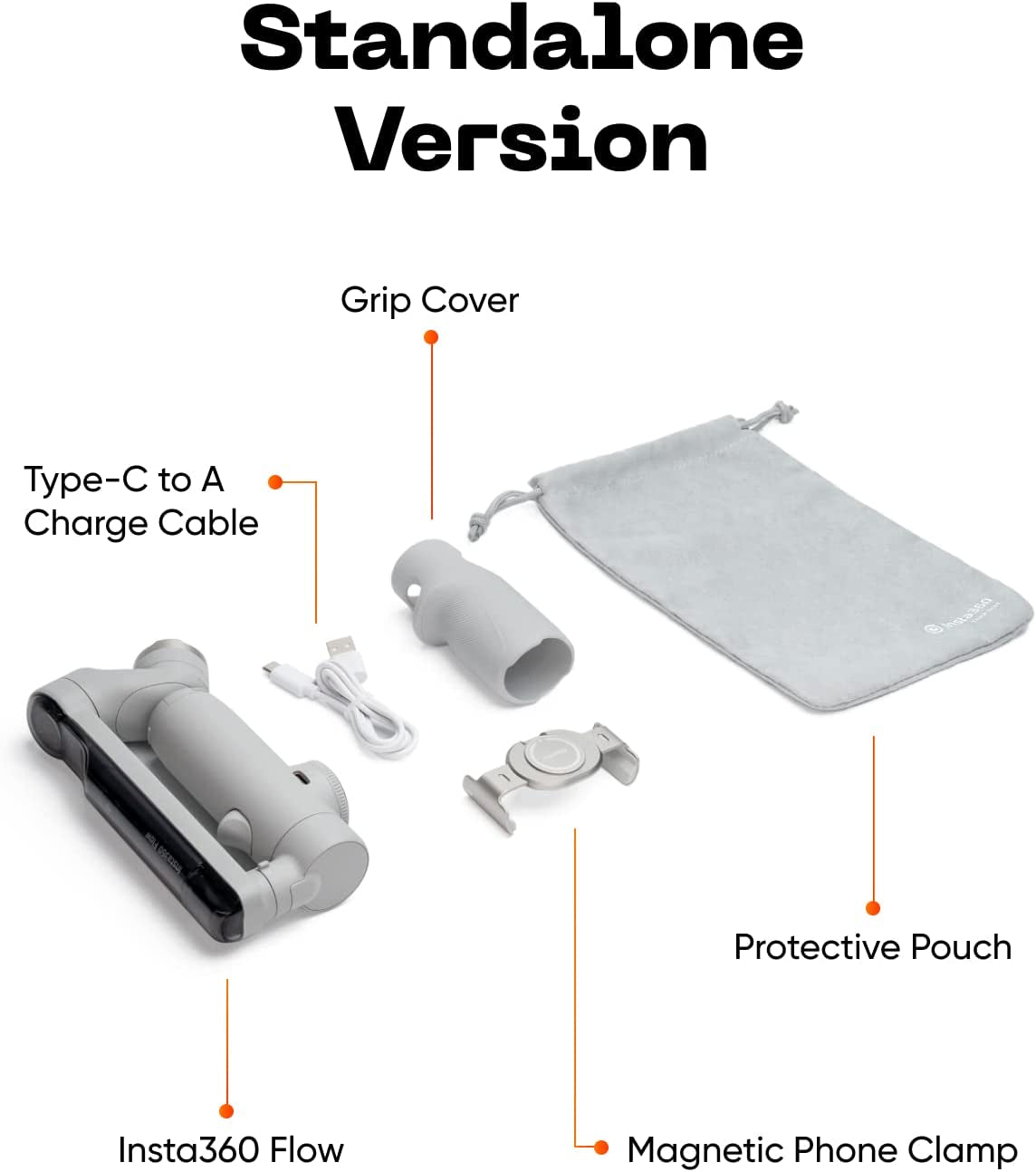 Insta360 Flow - Ai-Powered Smartphone Stabilizer, Auto Tracking Phone Gimbal, 3-Axis Stabilization, Built-In Selfie Stick & Tripod, Portable & Foldable, Youtube Tiktok Video, Stone Gray  Insta360   
