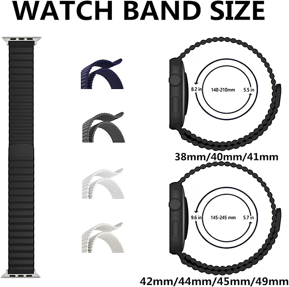 Heike Sport Loop Compatible with Apple Watch Ultra Bands 49Mm 45Mm 44Mm 42Mm 41Mm 40Mm 38Mm, Soft Silicone Magnetic Clasp Adjustable Replacement Wristband for Iwatch Series SE Ultra 8 7 6 5 4 3 2 1 for Women Men  HeiKe   
