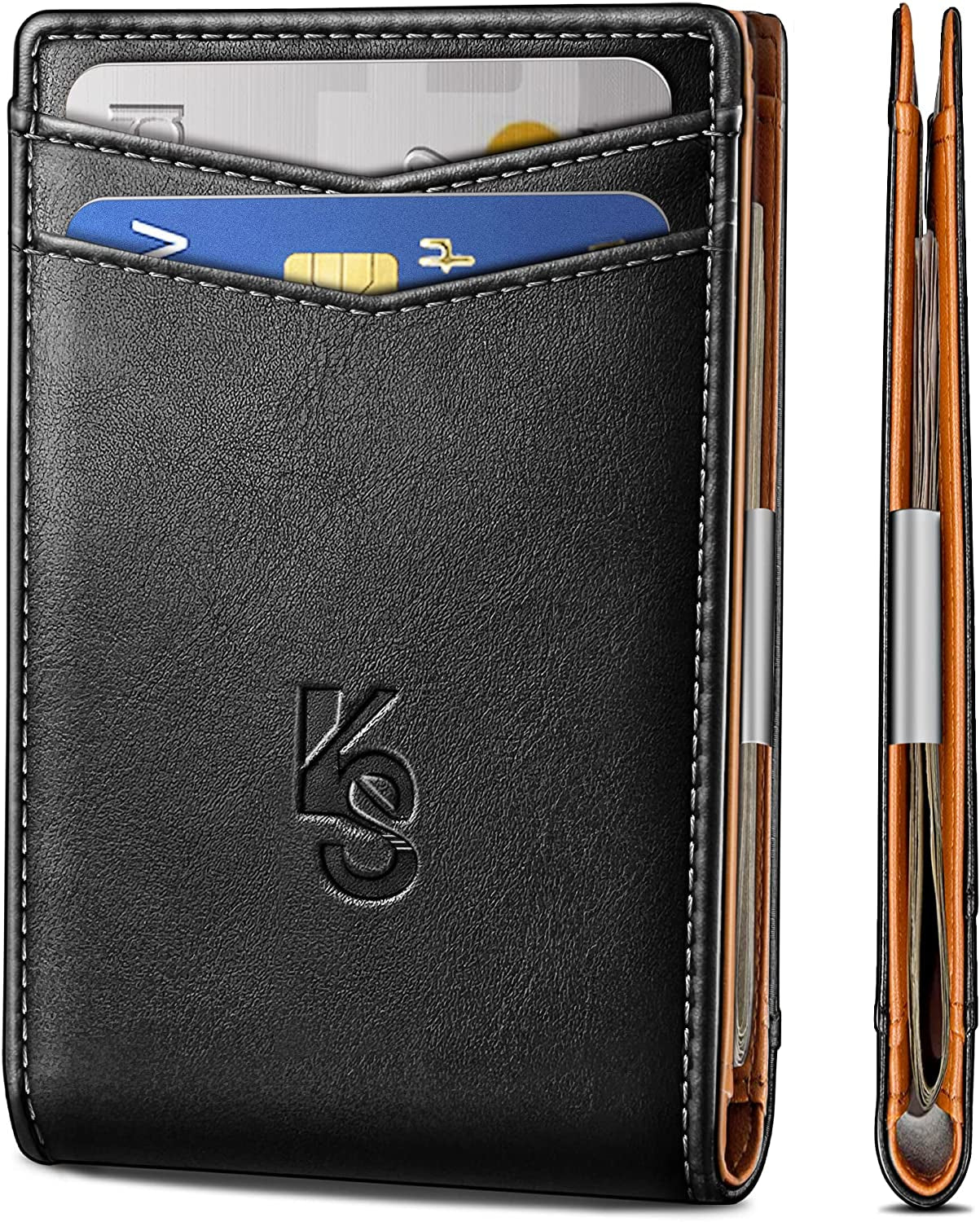 KEMISANT Mens Wallet for Airtag or Standard Use, Slim Front Pocket Wallet 11 Cards RFID Blocking,No Hole  KEMISANT   