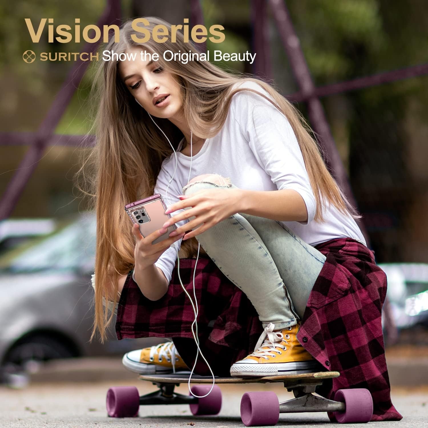 SURITCH Clear Case for Samsung Galaxy Note 20 Ultra (Only) 6.9-Inch, [Built-In Screen Protector] Full Body Protection Bumper Shockproof Rugged Protective Phone Cover for 20 Ultra -(Dark Magenta)  SURITCH   