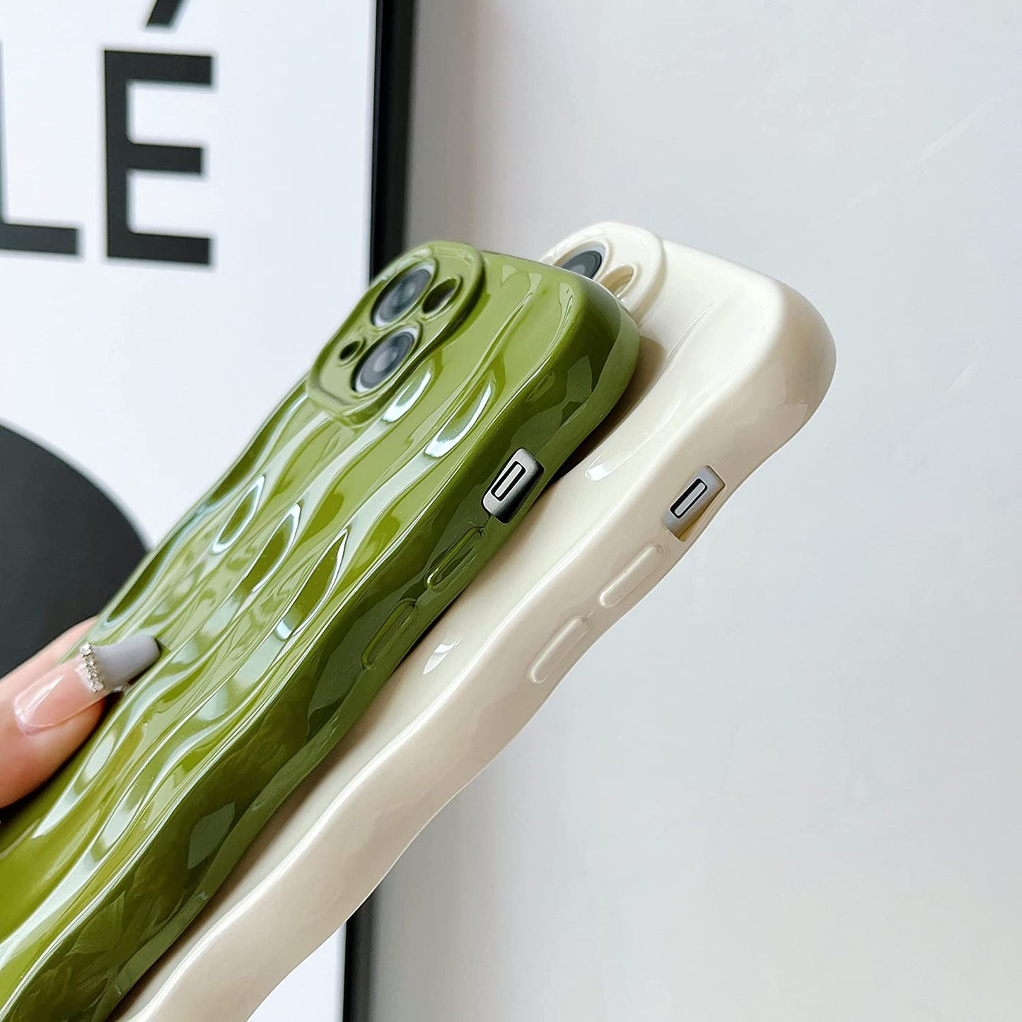 Caseative Water Ripple Pattern Curly Wave Frame Soft Compatible with Iphone Case (Green,Iphone 14 Pro)  Caseative   