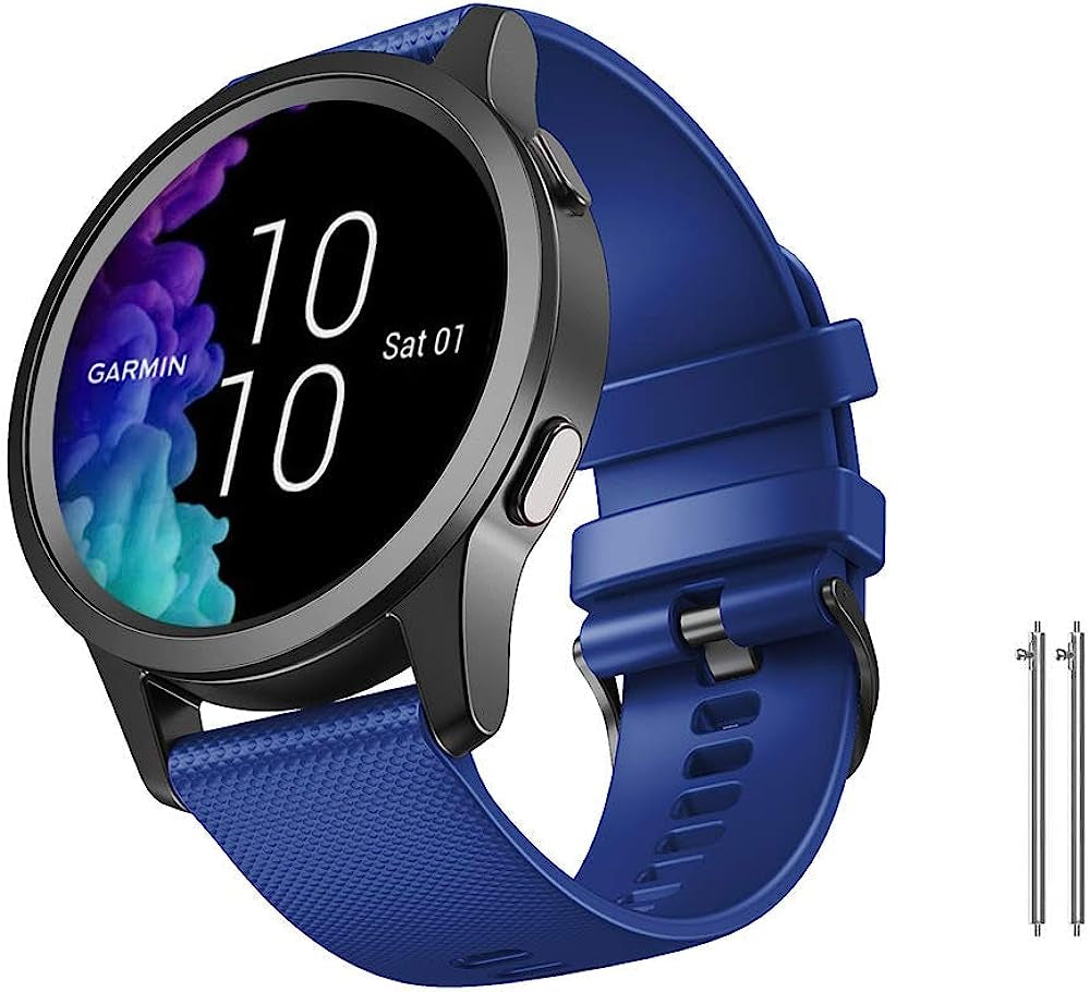 Notocity for Garmin Venu/Venu 2 Plus/Venu Sq/Venu Sq 2/ Vivoactive 3 Watch Band, 20Mm Quick Release Silicone Strap for Forerunner 245/645, Vivoactive HR, Approach S40/S42  NotoCity dark blue Large 
