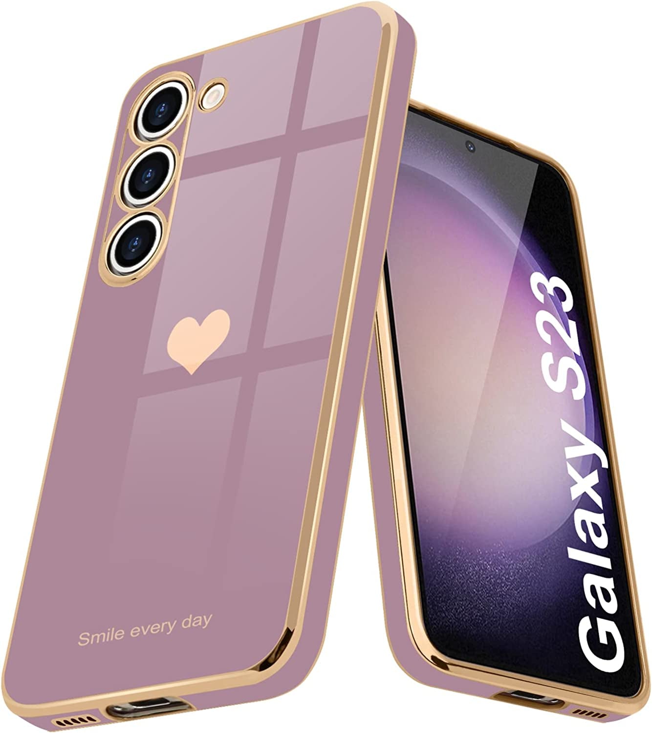 Teageo for Samsung Galaxy S22 5G Case for Women Girl Cute Love-Heart Luxury Bling Soft Back Cover Raised Full Camera Protection Bumper Silicone Shockproof Phone Case for Galaxy S22 5G, Bright Blush  janzee Lavender Samsung Galaxy S23 