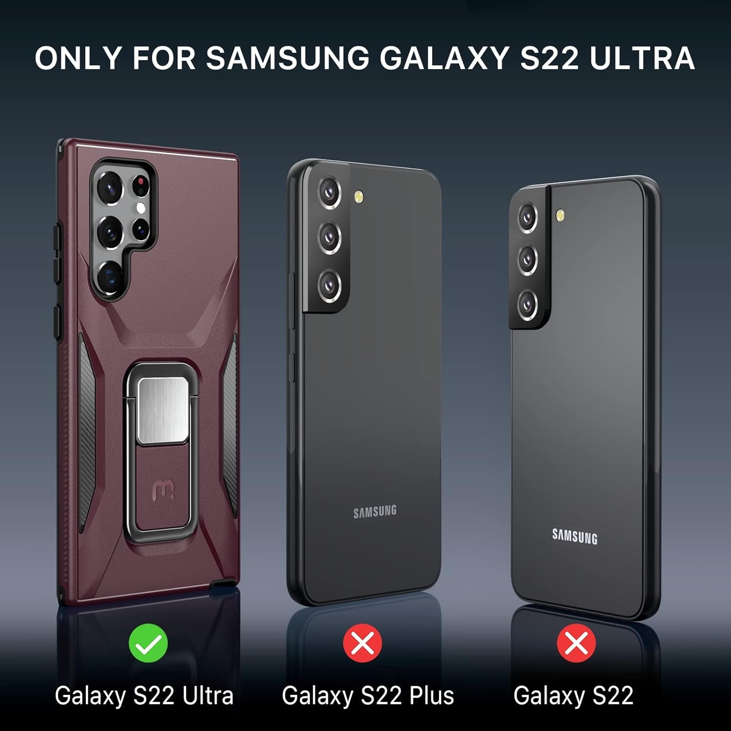 MYBAT Pro Shockproof Stealth Series Case for Samsung Galaxy S22 Ultra Case with Stand 6.8 Inch, Support Magnetic Car Mount, Heavy Duty Military Grade Drop Protective Case with Kickstand - Plum  Valor Communication Inc   