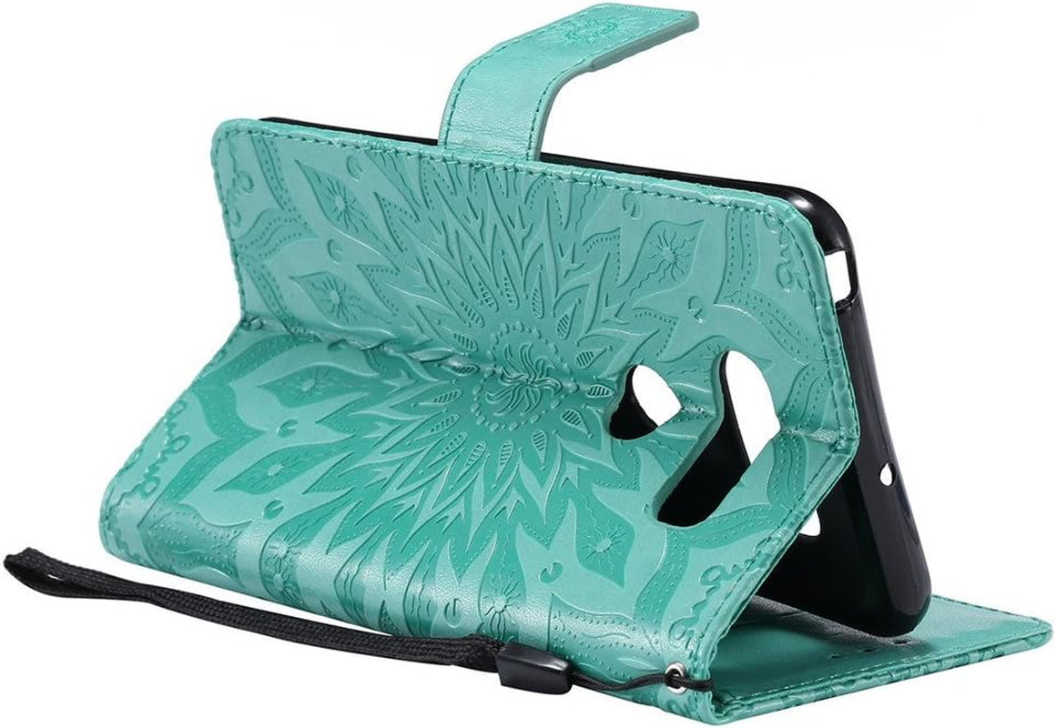 LG V30 Case LG V30 Cover EMAXELER Stylish Wallet 3D Embossed Kickstand Flip Relief Sun Flower Three Dimensional Cards Slot Cash Pockets PU Leather for LG V30 Sun Green  EMAXELER   