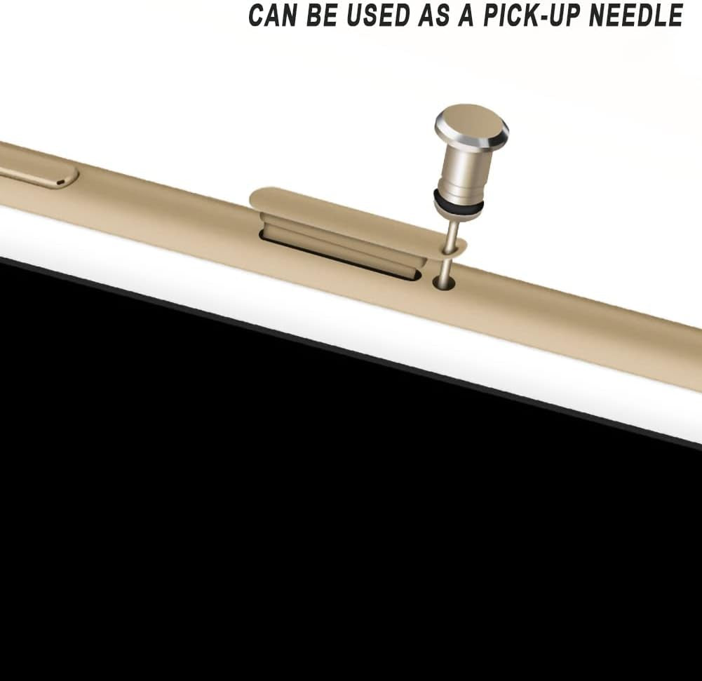 4 Pack anti Dust Plug Set Compatible with Iphone 13 12 Mini Pro Max 11 X XS XR 8 7 plus Ipad, Charging Port Cover Metal Anti-Dust Pluggy and Earphone Jack Devices with Easy Storage Box  CKANDAY   