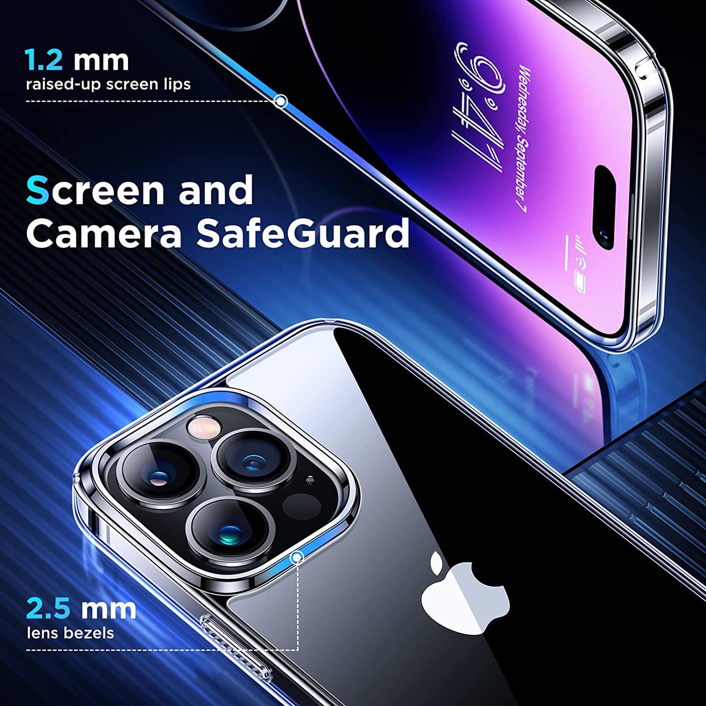 Simtect Ultra Clear for Iphone 14 Pro Case, [Non-Yellowing] [10 FT Military Drop Protection] Slim Fit yet Protective Shockproof Bumper with Airbag Case for Iphone 14 Pro 6.1 Inch- Crystal Clear  Simtect   