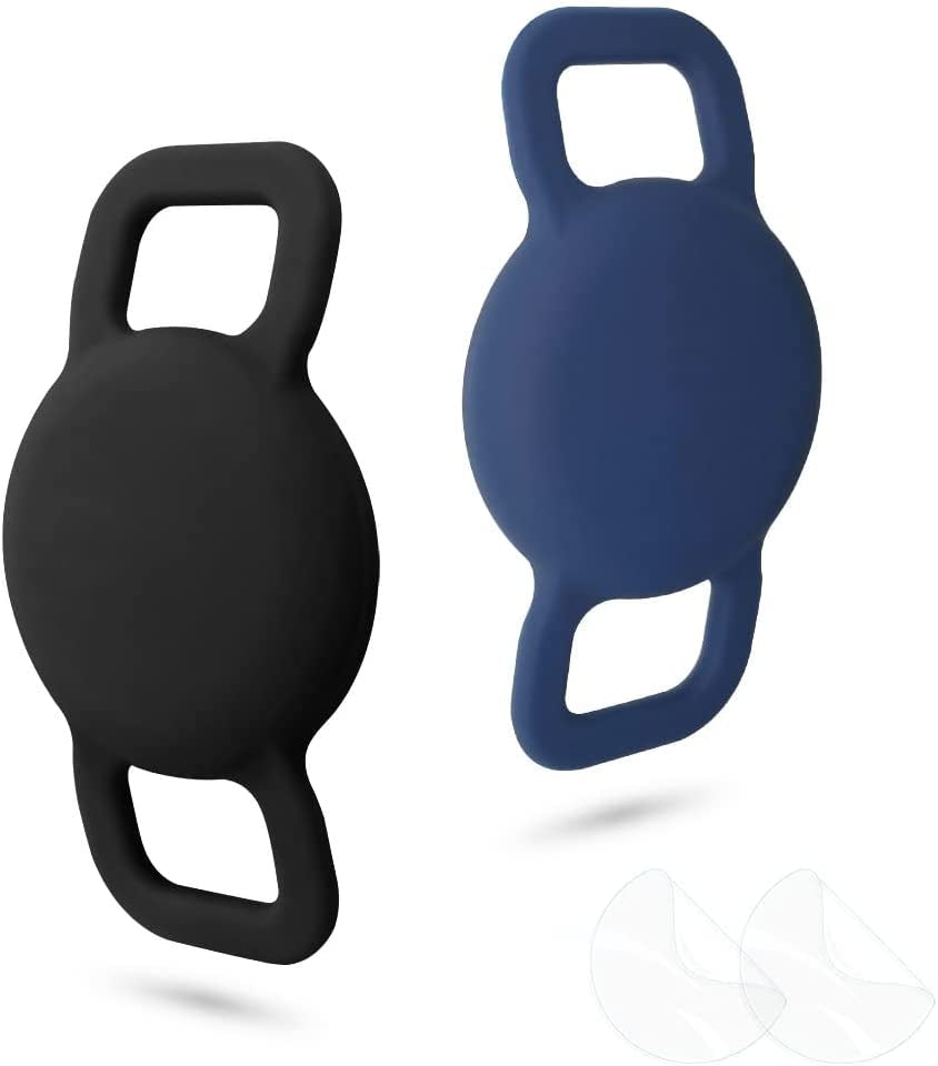 WHALEZON Airtag Cat Collar Holder, Small Air Tag Dog Collar Holder Compatible with Apple Tag, Anti-Lost Pet Tracker Cases Fit on Puppy Collars 3/8" 5/8"  WHALEZON A4 Black, Midnight Blue  