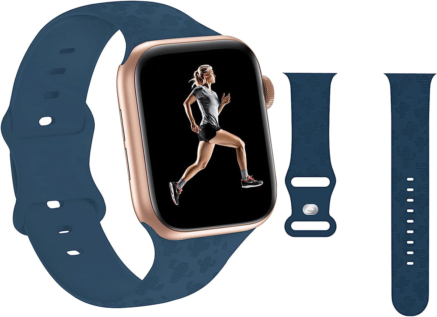 Engraved Pineapple Watch Bands Compatible with Apple Watch 42Mm 44Mm 45Mm, Men Girls Women Laser Printed Soft Silicone Sports Wristband Strap Replacement for Iwatch SE & Series 7/6/5/4/3/2/1 (Green)  Hi-Yoohere Blue Cactus 38mm/40mm/41mm 