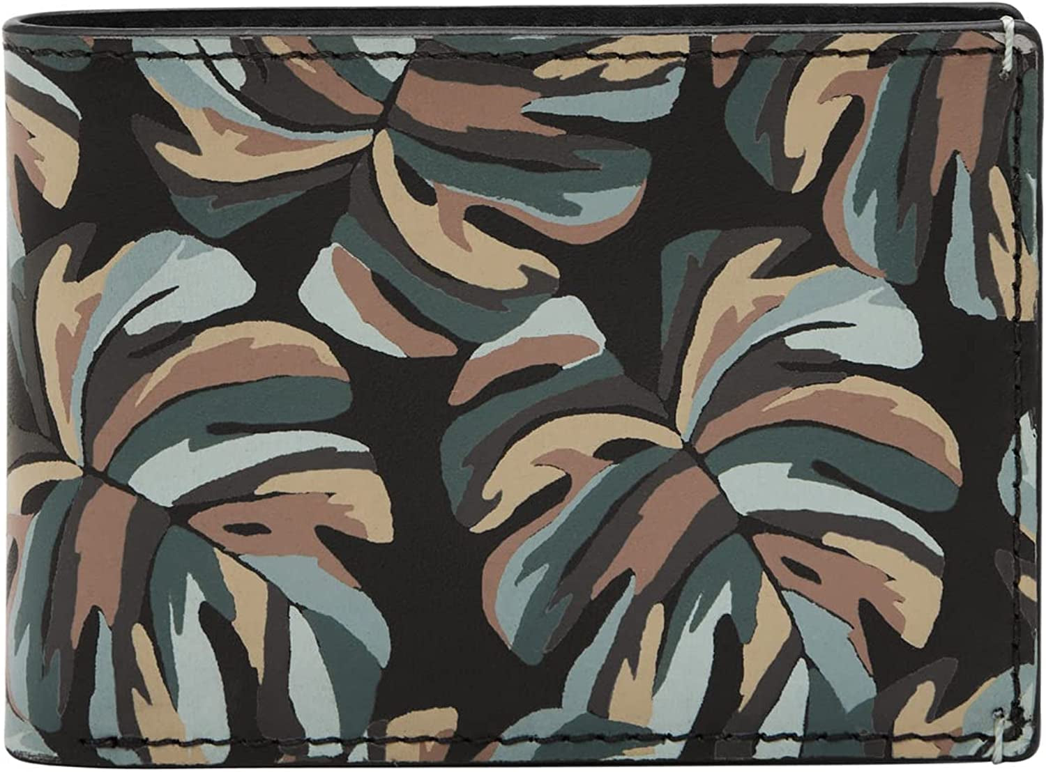 Fossil Men'S Bronson Leather Slim Minimalist Bifold Front Pocket Wallet, Green Multi Palm, (Model: ML4489998)  Fossil   