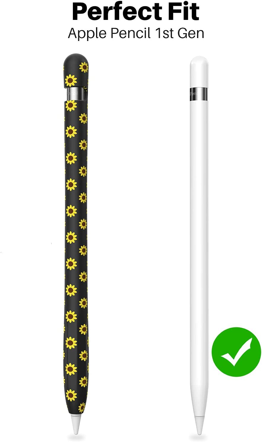NIUTRENDZ Sunflower Case for Apple Pencil 1St Generation Case Cover Silicone Protective Sleeve Accessories with Apple Pencil Tips Cover & Cable Adapter Tether (Black)  NIUTRENDZ   