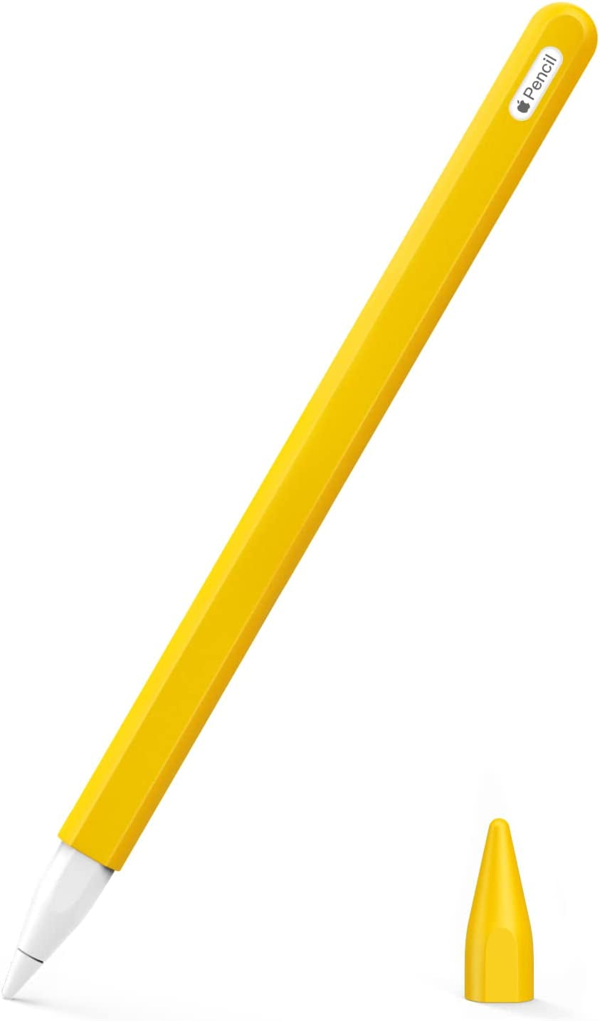 Moko Pencil Case for Apple Pencil 2Nd Gen, [2 Pieces] Silicone Pencil Holder Sleeve and Nib Cover Fit Ipad Mini 6 2021/ Ipad Air 5/4 Gen 2022/2020/ Ipad Pro 11/Pro 12.9 2022/2021/2020 - Soft Pink  MoKo Yellow  