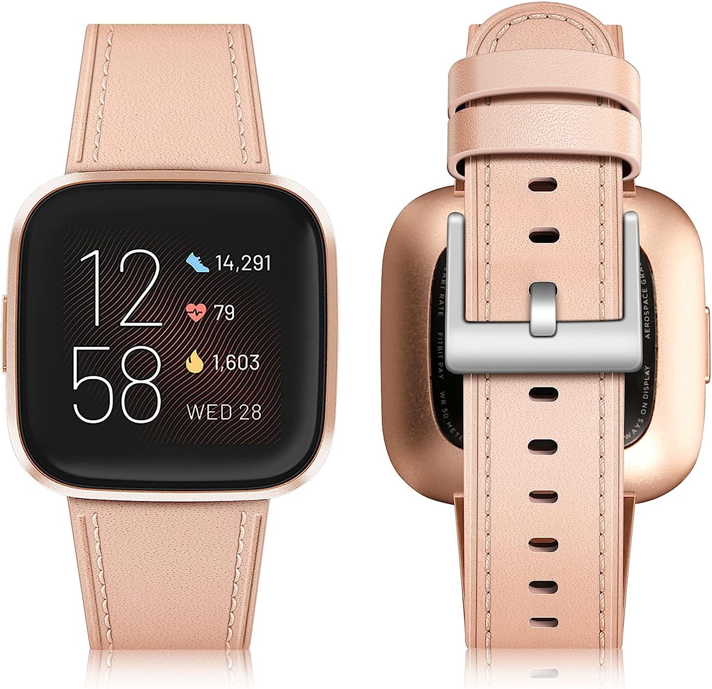 KENOBEE Leather Band Compatible with Versa 2 / Versa Lite/Versa/Versa Special Edition Fitness Smart Watch, Genuine Leather Band Replacement Strap Wristband for Women Men  KENOBEE   