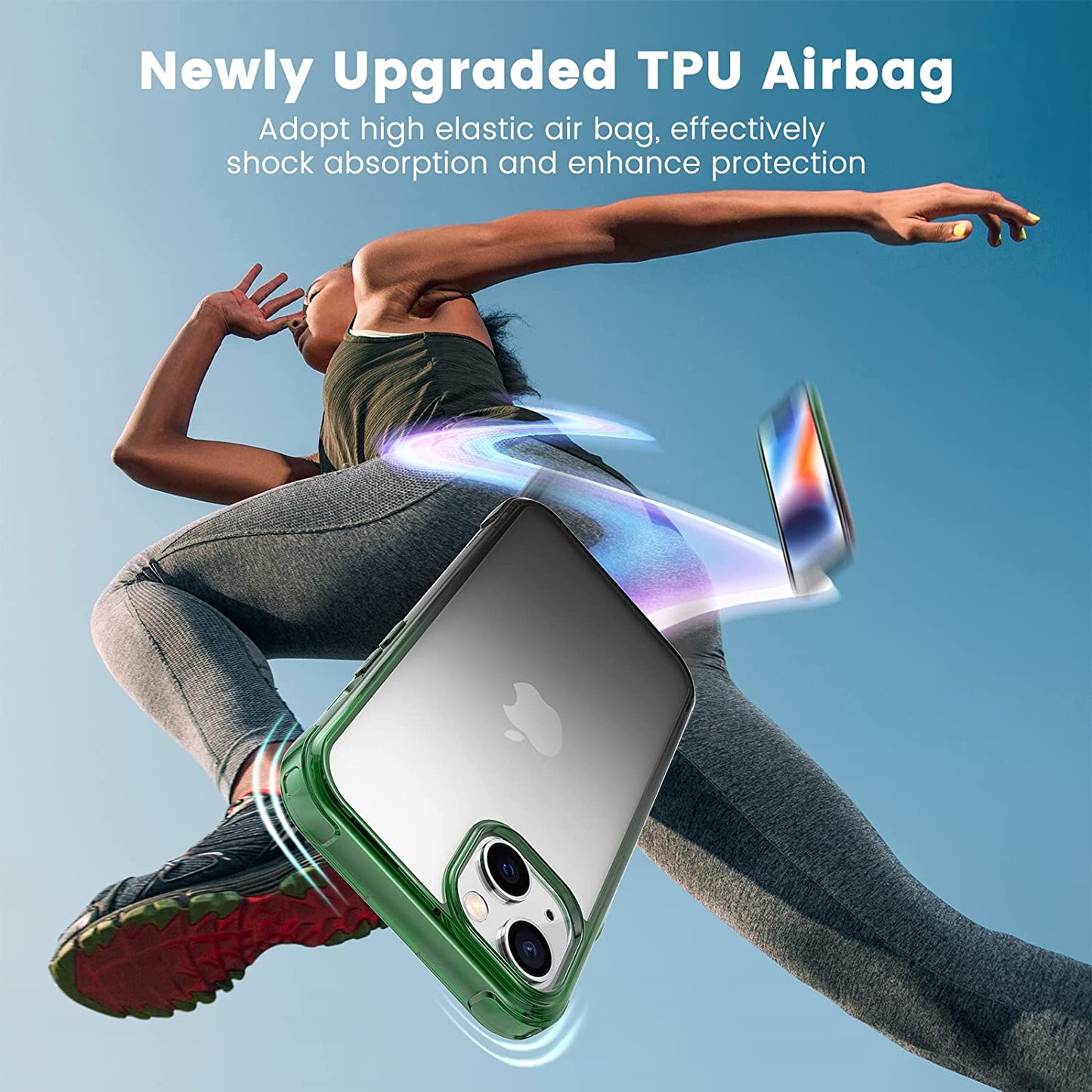 Mkeke for Iphone 14 Case for Iphone 13 Case Clear, Transparent Shockproof Bumpers Phone Cases Gradient Black-Green  Shenzhen Make Technology Company Limited   