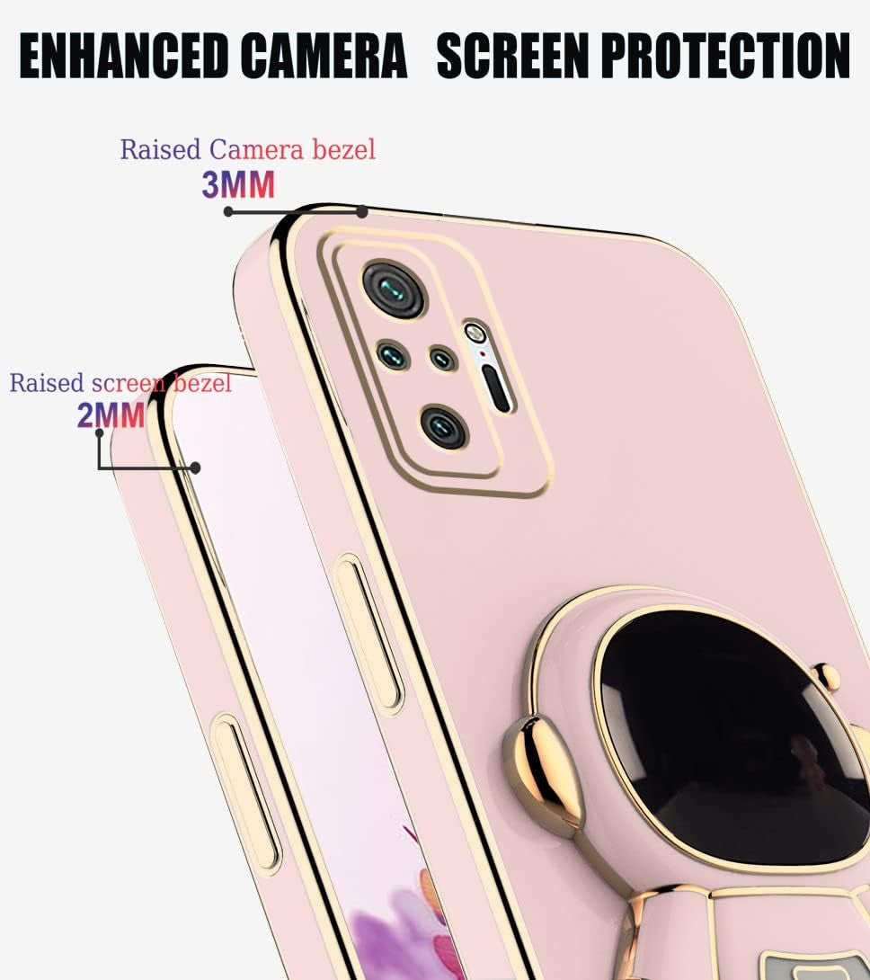 Compatible with Xiaomi Redmi Note 10 Pro Case Silicone TPU Plating, Xiaomi Redmi Note 10 Pro Cases Cute Astronaut Pattern Phone Case with Stand (Pink)  Tiwinxing   
