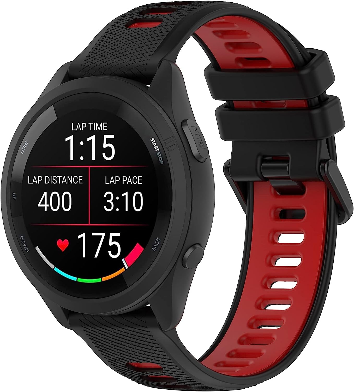 Replacement Band for Garmin GPS Running Smartwatch Band,Soft Silicone Adjustable Sport Band, Easy Change Silicone Replacement Soft Rubber Watch Band  Gusfeliz Black/Red 20MM 