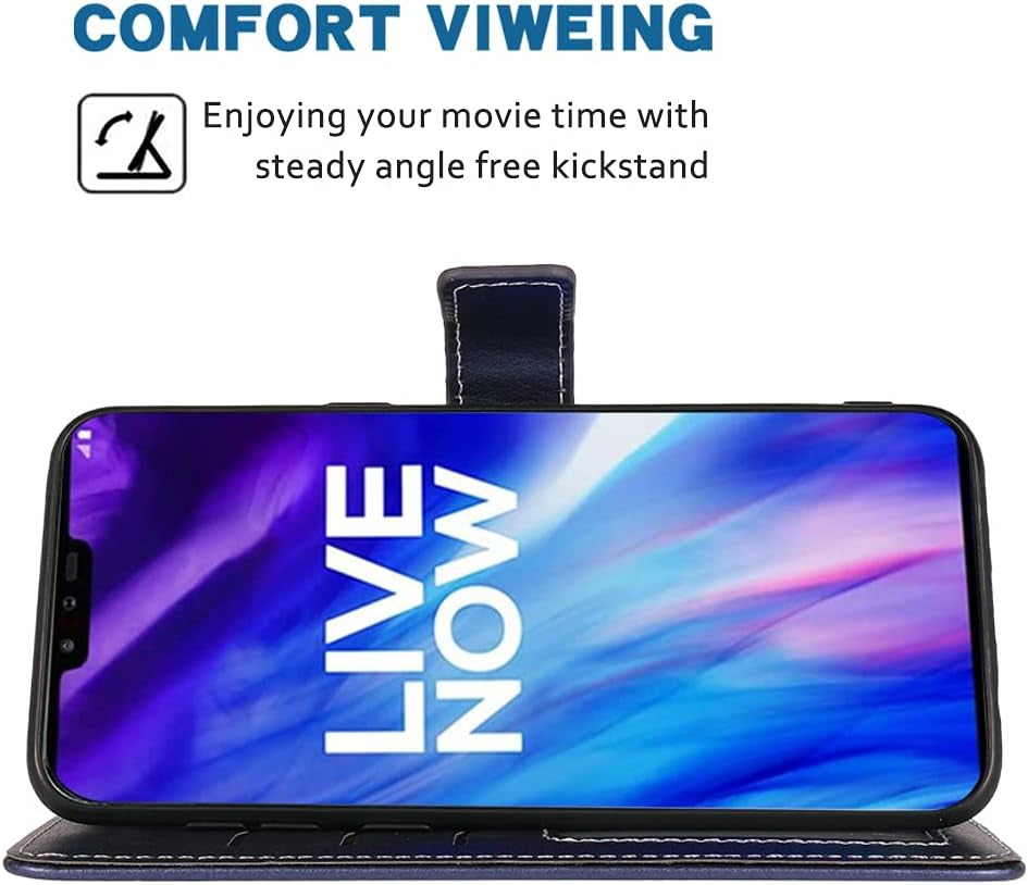 FDCWTSH Compatible with LG V40 Thinq Wallet Case Wrist Strap Lanyard Leather Flip Cover Card Holder Stand Cell Accessories Phone Cases for LGV40 Storm V 40 Thin Q V40Thinq LG40 40V 40Thinq Blue  FDCWTSH   