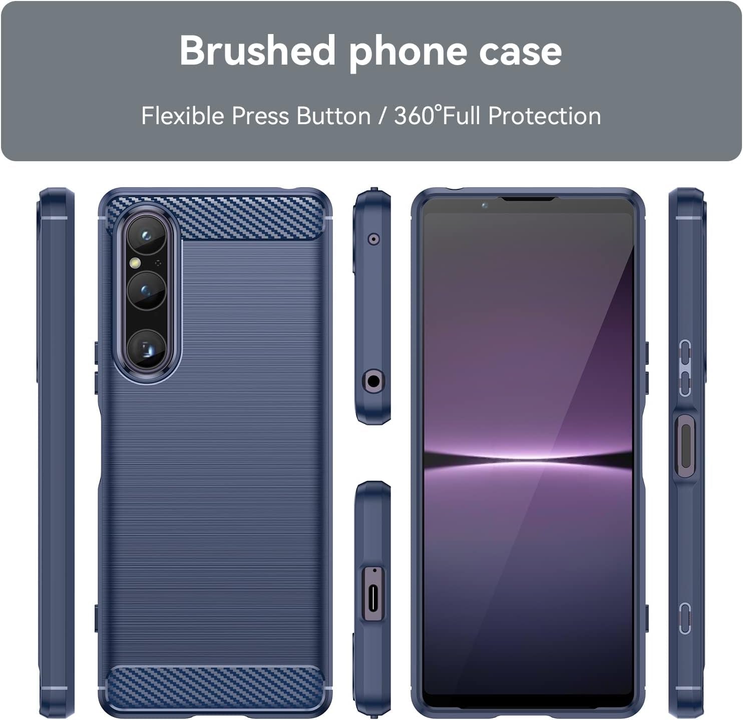 EVUNNBC for Sony Xperia 1 V, Sony Xperia 1 V Case Flexible TPU Shock-Absorption Military Grade Drop Protection Slim Fit Phone Cover for Sony Xperia 1 V (Blue)  LuckyMi   