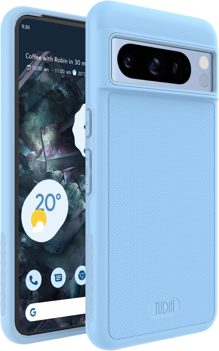 TUDIA Mergegrip Designed for Google Pixel 8 Pro Case 2023, [Magsafe Compatible] Military Grade Slim Dual Layer Heavy Duty Raised Edge Protection Non-Slip Protective Phone Case Cover - Green Lily  TUDIA Bay Blue Basic 