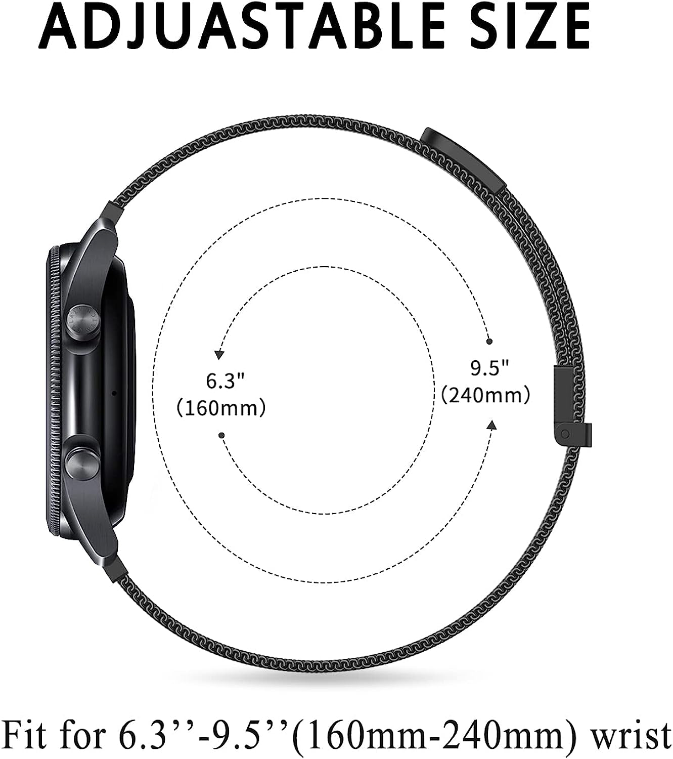 Wanme Metal Bands for Garmin Venu 2 Band, Garmin Vivoactive 4 Bands Women Men, Stainless Steel Mesh Magnetic Replacement Wristband Bracelet Strap Compatible with Garmin Vivoactive 4 / Venu 2 / Forerunner 255 Smart Watch  Wanme   