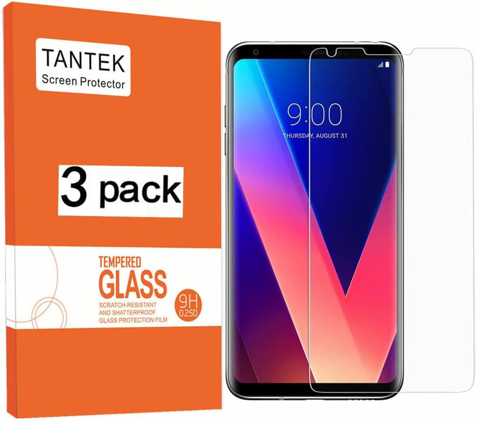TANTEK [3-Pack Screen Protector for LG V30 / LG V30 Plus/Lg-H930 / LG Joan,Tempered Glass Film,Ultra Clear,Anti Scratch,Bubble Free,Case Friendly  TANTEK   