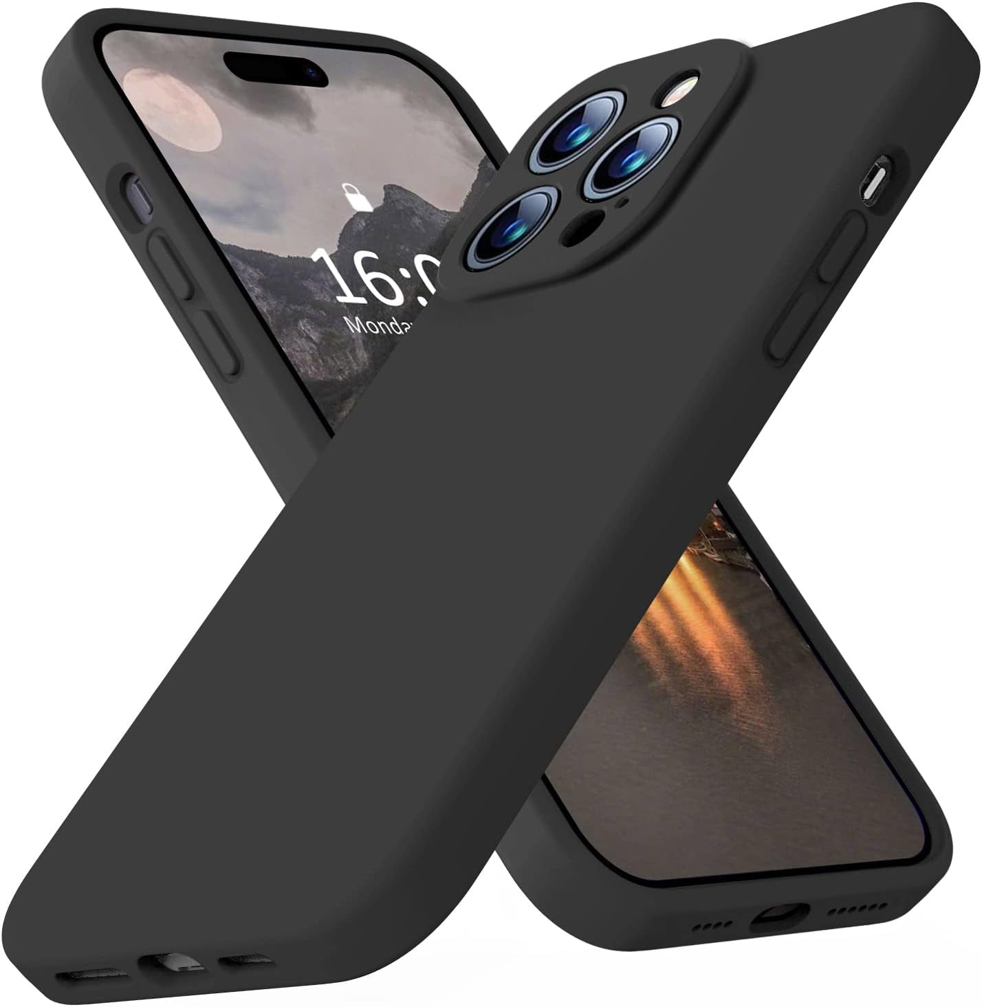 Ktele Compatible with Iphone 14 Pro Case, Ab-Grade Liquid Silicone Case, [Four Corner 50+Tiny Airbags Shockproof] [Soft Microfiber Lining Anti-Scratch] Camera All-Round Protection Case-Blue  Ktele Black  