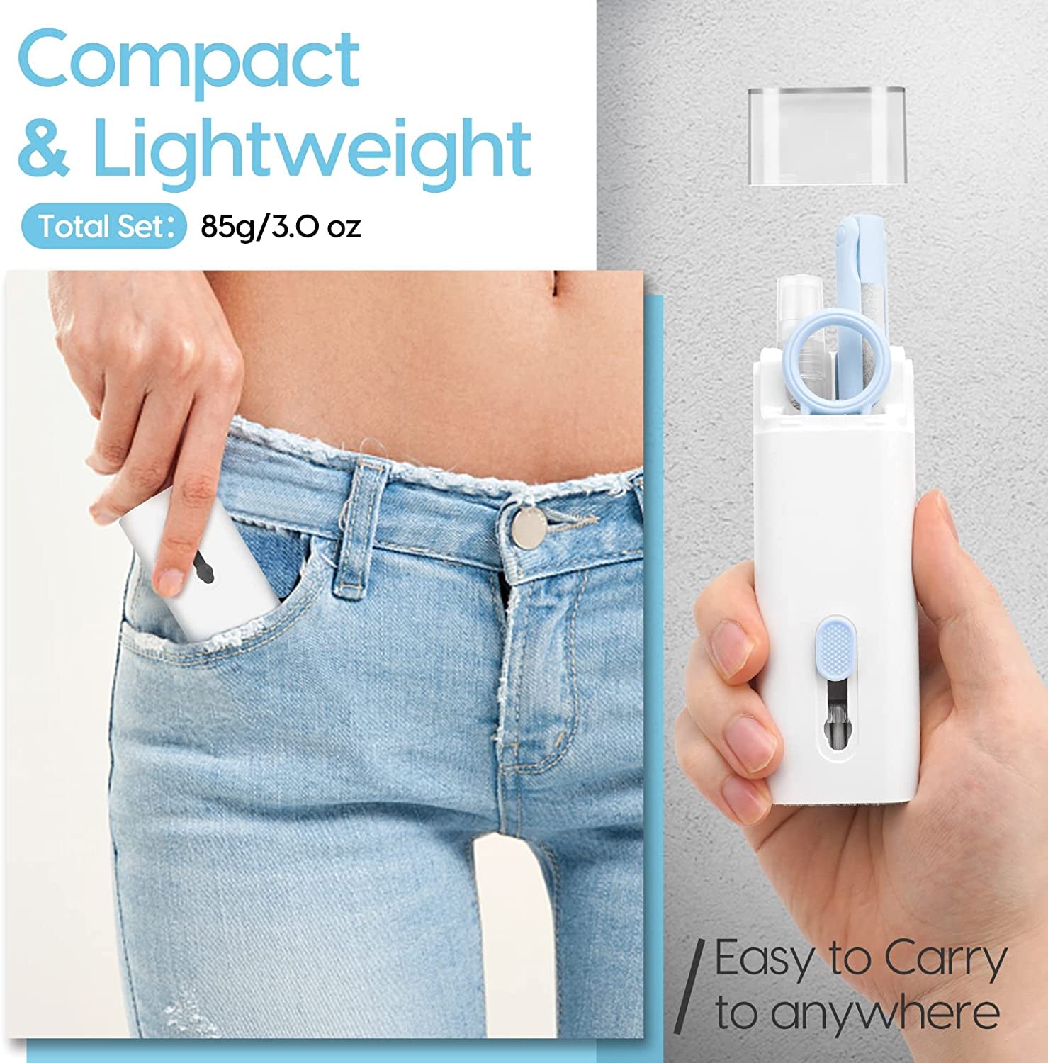 MMH 7In1 Airpod Pro Keyboard Earbud Macbook Cleaner Kit with Cleaning Pen Brush, Electronic Cleaning Kits Tools for Laptop Ipad Phone Ipod Tablet Computer PC TV Screen Blue(5Ml Screen Cleaner Spray)  MMH   