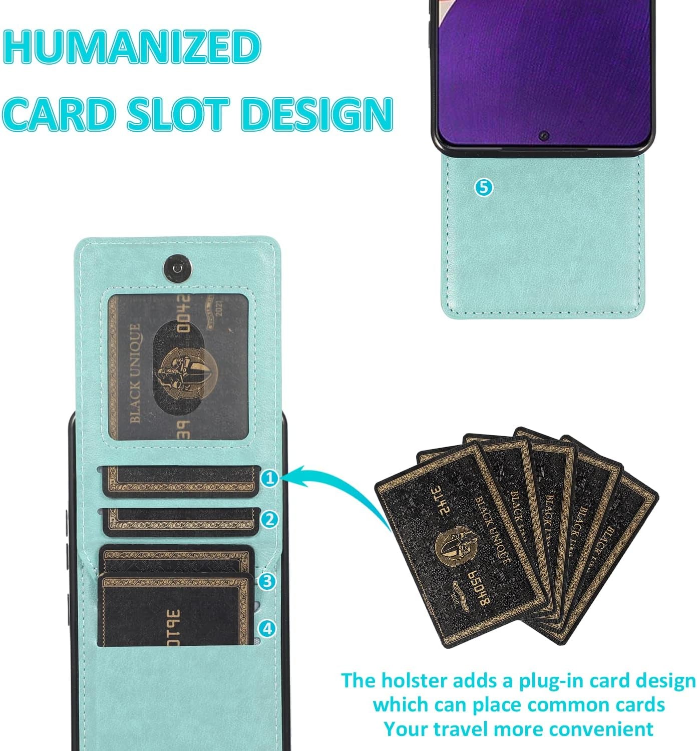 ZZXX Samsung Galaxy A53 5G Case Wallet Dual Layer Lightweight Premium Leather with Card Slots Kickstand Flip Case Protective Case for Samsung Galaxy A53 Wallet Case(Mint Green-6.5 Inch)  ZZXX   