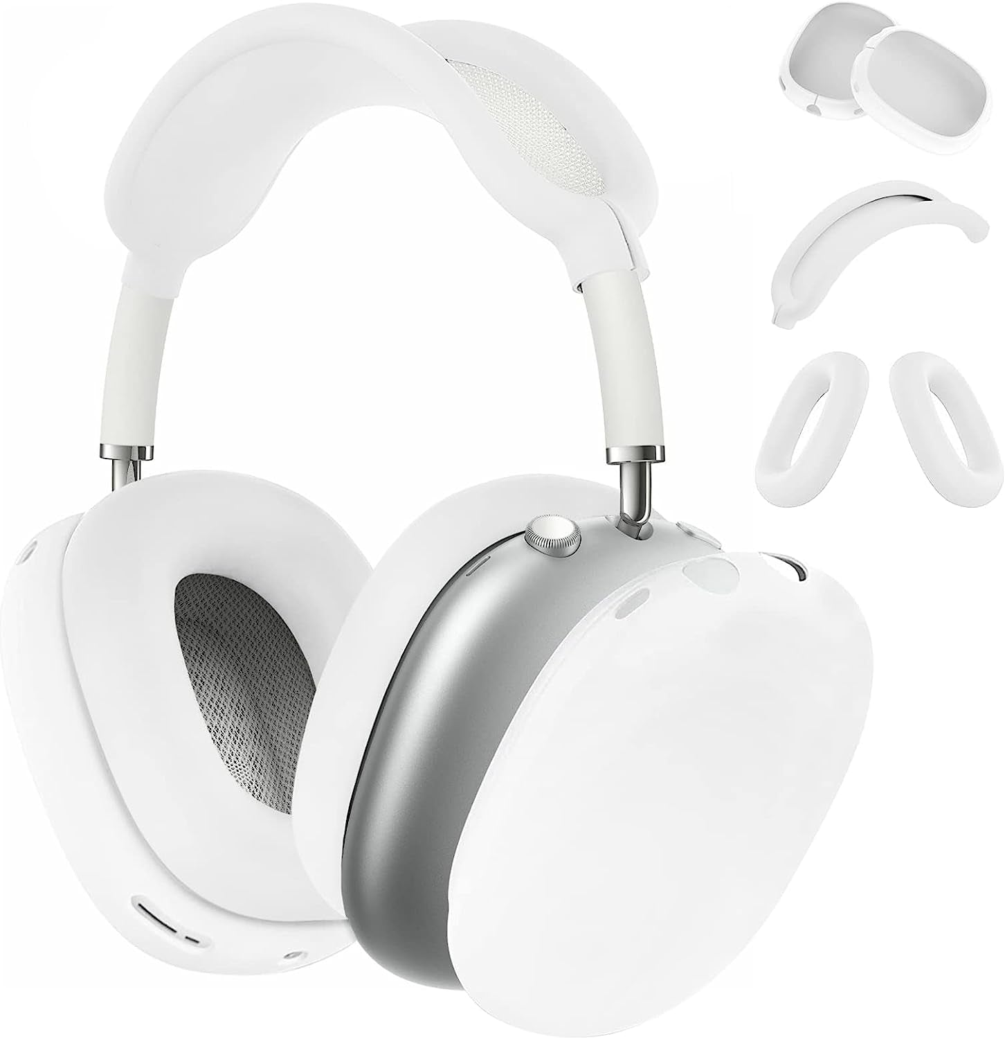 Aiaabq for Airpods Max Case Cover,Anti-Scratch Ear Pad Case Cover/Ear Cups Cover/Headband Cover for Airpods Max, Accessories Soft Silicone Skin Protector for Apple Airpods Max  Aiaabq White  